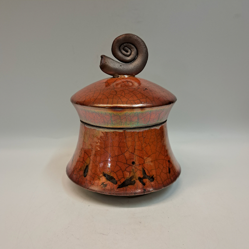 BS-030 Raku Vessel Small Lidded Box 6x4x4 $160 at Hunter Wolff Gallery